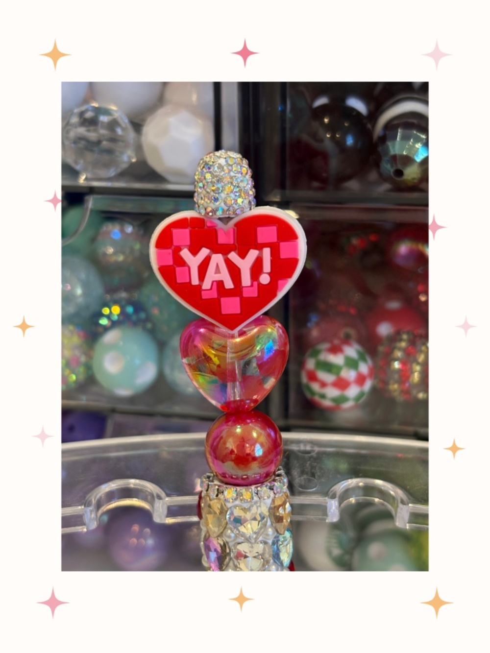Handmade Rhinestone heart yay! Beaded Pen